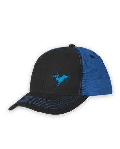 Stio Kids' Bucking Jack Trucker Hat - Stylish & Durable Accessories for Kids -Stio Sales Shop Bucking Jackalope Trucker Neon Blue