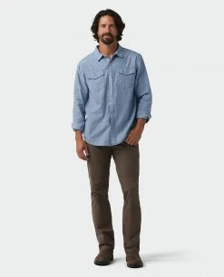 Stio Men's Ashton Chambray Shirt - Durable & Stylish Camp & Hike Shirt -Stio Sales Shop M Ashton Chambray Shirt Light Chambray 4