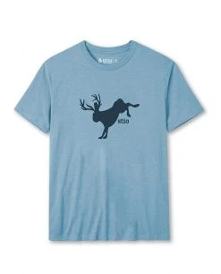 Stio Men's Bucking Jackalope Graphic Tee - Soft Cotton Casual Shirt -Stio Sales Shop M Bucking Jack Light Blue Heather