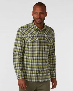 Stio Men's Eddy Drift Long Sleeve Shirt - Comfortable & Stylish Shirt for Outdoor Adventures -Stio Sales Shop M Eddy Drift Shirt LS Honeydew Plaid 1