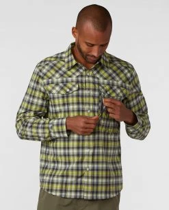 Stio Men's Eddy Drift Long Sleeve Shirt - Comfortable & Stylish Shirt for Outdoor Adventures -Stio Sales Shop M Eddy Drift Shirt LS Honeydew Plaid 2