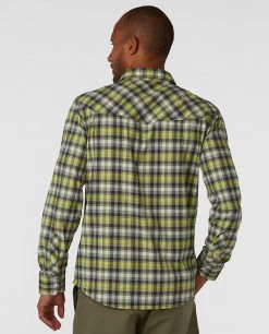 Stio Men's Eddy Drift Long Sleeve Shirt - Comfortable & Stylish Shirt for Outdoor Adventures -Stio Sales Shop M Eddy Drift Shirt LS Honeydew Plaid 3