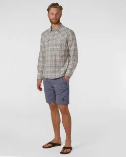 Stio Men's Eddy Drift Long Sleeve Shirt - Comfortable & Stylish Shirt for Outdoor Adventures -Stio Sales Shop M Eddy Drift Shirt LS Pebble Plaid 4