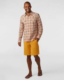 Stio Men's Eddy Drift Long Sleeve Shirt - Comfortable & Stylish Shirt for Outdoor Adventures -Stio Sales Shop M Eddy Drift Shirt LS Poppy Plaid 4