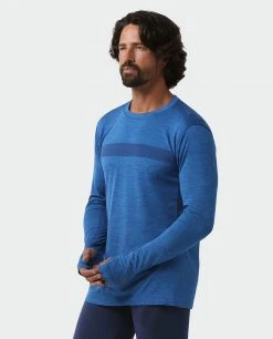 Stio Men's Basis® Seamless Tech Crew - Premium Baselayer for Running, Skiing & Snowboarding -Stio Sales Shop M Full Range Seamless Crew LS Alpine Lake Heather 2
