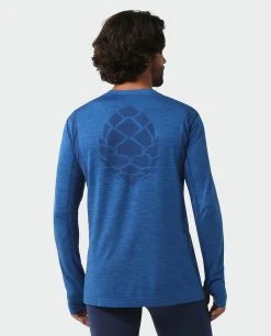 Stio Men's Basis® Seamless Tech Crew - Premium Baselayer for Running, Skiing & Snowboarding -Stio Sales Shop M Full Range Seamless Crew LS Alpine Lake Heather 3