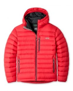 Stio Men's Hometown Down Hooded Jacket - Lightweight Insulated Jacket for Camping, Climbing, & Lifestyle -Stio Sales Shop M Hometown Down Hooded Jacket Risk Red