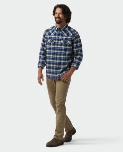 Stio Men's Junction Midweight Flannel Shirt - Camp, Lifestyle, Ski & Snowboard -Stio Sales Shop M Junction Midweight Flannel Shirt Alpine Lake Plaid 4