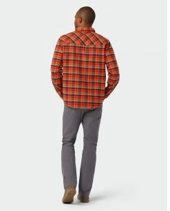 Stio Men's Junction Midweight Flannel Shirt - Camp, Lifestyle, Ski & Snowboard -Stio Sales Shop M Junction Midweight Flannel Shirt Risk Red Plaid 5