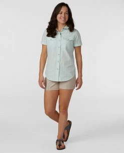 Stio Women's Curtis Camp Shirt SS - Lightweight Camping & Hiking Shirt -Stio Sales Shop W Curtis Camp Shirt SS Rapid Freeze Plaid 3
