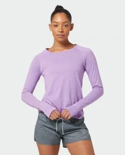Stio Women's Divide Tee LS - Lightweight Long Sleeve Shirt for Camping, Hiking, and Outdoor Lifestyle -Stio Sales Shop W Divide Tech Tee LS Lavender Field Heather 3 Top