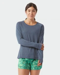 Stio Women's Divide Tee LS - Lightweight Long Sleeve Shirt for Camping, Hiking, and Outdoor Lifestyle -Stio Sales Shop W Divide Tech Tee LS Mountain Shadow Heather 3 Top