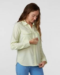 Stio Women's Eddy Guide Long Sleeve Shirt - Camp & Paddle Comfort -Stio Sales Shop W Eddy Guide Shirt Honey Dew 4