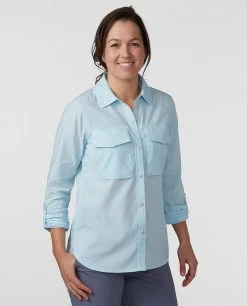 Stio Women's Eddy Guide Long Sleeve Shirt - Camp & Paddle Comfort -Stio Sales Shop W Eddy Guide Shirt Misty Cloud 1