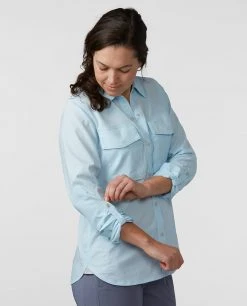 Stio Women's Eddy Guide Long Sleeve Shirt - Camp & Paddle Comfort -Stio Sales Shop W Eddy Guide Shirt Misty Cloud 2