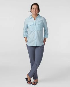 Stio Women's Eddy Guide Long Sleeve Shirt - Camp & Paddle Comfort -Stio Sales Shop W Eddy Guide Shirt Misty Cloud 5