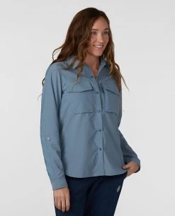 Stio Women's Eddy Guide Long Sleeve Shirt - Camp & Paddle Comfort -Stio Sales Shop W Eddy Guide Shirt River Shimmer 1