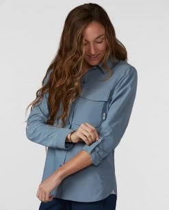 Stio Women's Eddy Guide Long Sleeve Shirt - Camp & Paddle Comfort -Stio Sales Shop W Eddy Guide Shirt River Shimmer 2
