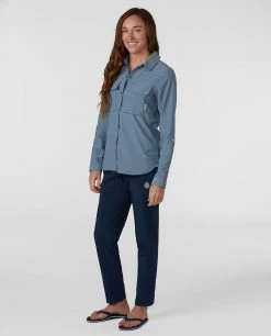 Stio Women's Eddy Guide Long Sleeve Shirt - Camp & Paddle Comfort -Stio Sales Shop W Eddy Guide Shirt River Shimmer 5