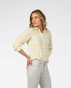 Stio Women's Emery Long Sleeve Shirt | Comfortable & Stylish Casual Top -Stio Sales Shop W Emery Shirt LS Lemonade Check 6