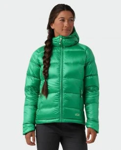 Stio Women's Hometown Down Hooded Jacket - Insulated Jacket for Camping, Skiing & Lifestyle -Stio Sales Shop W Hometown Down Hooded Jacket Greenery 1