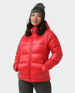 Stio Women's Hometown Down Hooded Jacket - Insulated Jacket for Camping, Skiing & Lifestyle -Stio Sales Shop W Hometown Down Hooded Jacket Risk Red 1