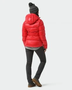 Stio Women's Hometown Down Hooded Jacket - Insulated Jacket for Camping, Skiing & Lifestyle -Stio Sales Shop W Hometown Down Hooded Jacket Risk Red 5