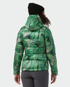Stio Women's Hometown Down Hooded Jacket - Insulated Jacket for Camping, Skiing & Lifestyle -Stio Sales Shop W Hometown Down Hooded Jacket Verdant Marble Print 4