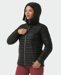 Stio Women's Pinion Down Hooded Jacket - Lightweight Insulated Jacket for Camping, Hiking & Skiing -Stio Sales Shop W Pinion Down Hooded Jacket Boundary Black 2