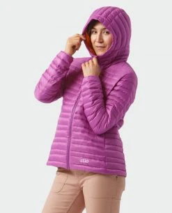 Stio Women's Pinion Down Hooded Jacket - Lightweight Insulated Jacket for Camping, Hiking & Skiing -Stio Sales Shop W Pinion Down Hooded Jacket Ripe Berry 5 Top