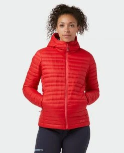 Stio Women's Pinion Down Hooded Jacket - Lightweight Insulated Jacket for Camping, Hiking & Skiing -Stio Sales Shop W Pinion Down Hooded Jacket Risk Red 1