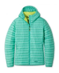 Stio Women's Pinion Down Hooded Jacket - Lightweight Insulated Jacket for Camping, Hiking & Skiing -Stio Sales Shop W Pinion Down Hooded Jacket Turquoise Rest