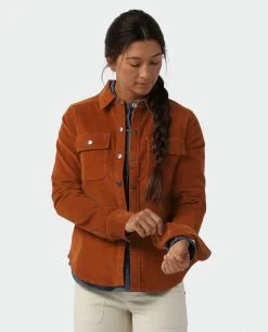 Stio Women's Saratoga Cord Shirt - Versatile Camp & Lifestyle Shirt -Stio Sales Shop W Saratoga Cord Shirt Maple Brown 2