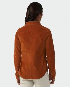 Stio Women's Saratoga Cord Shirt - Versatile Camp & Lifestyle Shirt -Stio Sales Shop W Saratoga Cord Shirt Maple Brown 3