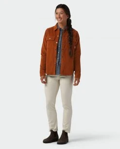 Stio Women's Saratoga Cord Shirt - Versatile Camp & Lifestyle Shirt -Stio Sales Shop W Saratoga Cord Shirt Maple Brown 4