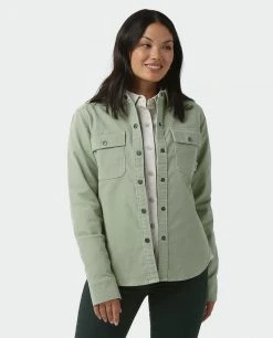 Stio Women's Saratoga Cord Shirt - Versatile Camp & Lifestyle Shirt -Stio Sales Shop W Saratoga Cord Shirt Sage Flats 1
