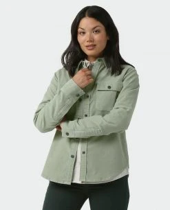 Stio Women's Saratoga Cord Shirt - Versatile Camp & Lifestyle Shirt -Stio Sales Shop W Saratoga Cord Shirt Sage Flats 2