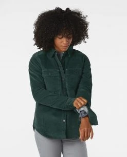 Stio Women's Saratoga Cord Shirt - Versatile Camp & Lifestyle Shirt -Stio Sales Shop W Saratoga Cord Shirt Treeline Green 2