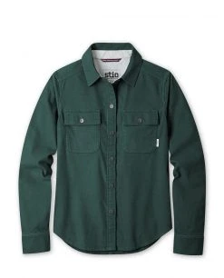 Stio Women's Saratoga Cord Shirt - Versatile Camp & Lifestyle Shirt -Stio Sales Shop W Saratoga Cord Shirt Treeline Green