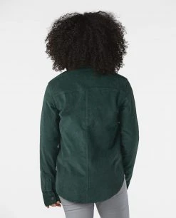 Stio Women's Saratoga Cord Shirt - Versatile Camp & Lifestyle Shirt -Stio Sales Shop W Saratoga Cord Shirt Treeline Green 3