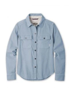 Stio Women's Saratoga Cord Shirt - Versatile Camp & Lifestyle Shirt -Stio Sales Shop W Saratoga Cord Shirt Wind River Blue