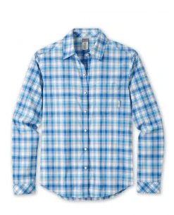 Stio Women's Sidley Shirt - Versatile Hike, Lifestyle, & Paddle Shirt -Stio Sales Shop W Sidley Shirt Rapid Blue Plaid