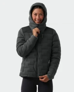 Stio Women's Skillet Stretch Down Hooded Jacket - Lightweight Insulated Jacket for Camping, Climbing, Skiing & Snowboarding -Stio Sales Shop W Skillet Stretch Down Hooded Jacket Boundary Black 3