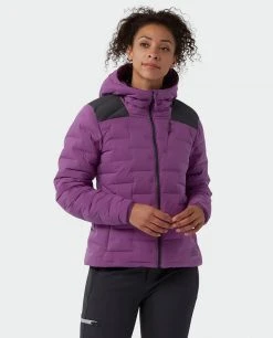Stio Women's Skillet Stretch Down Hooded Jacket - Lightweight Insulated Jacket for Camping, Climbing, Skiing & Snowboarding -Stio Sales Shop W Skillet Stretch Down Hooded Jacket Dark Amethyst 2