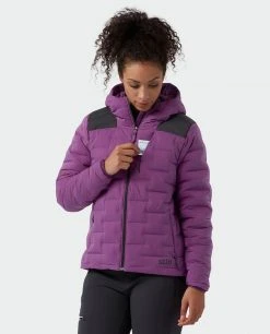 Stio Women's Skillet Stretch Down Hooded Jacket - Lightweight Insulated Jacket for Camping, Climbing, Skiing & Snowboarding -Stio Sales Shop W Skillet Stretch Down Hooded Jacket Dark Amethyst 3