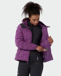 Stio Women's Skillet Stretch Down Hooded Jacket - Lightweight Insulated Jacket for Camping, Climbing, Skiing & Snowboarding -Stio Sales Shop W Skillet Stretch Down Hooded Jacket Dark Amethyst 5