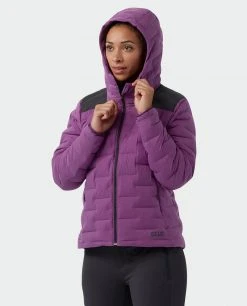 Stio Women's Skillet Stretch Down Hooded Jacket - Lightweight Insulated Jacket for Camping, Climbing, Skiing & Snowboarding -Stio Sales Shop W Skillet Stretch Down Hooded Jacket Dark Amethyst 6