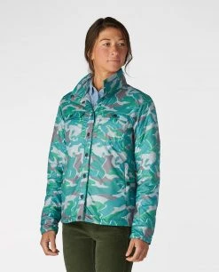 Stio Women's Skycrest Insulated Snap Shirt - Lightweight Camping & Lifestyle Jacket -Stio Sales Shop W Skycrest Conifer Camo 2 42ae901e d537 44d9 a632 2f1fdc88283f
