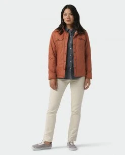 Stio Women's Skycrest Insulated Snap Shirt - Lightweight Camping & Lifestyle Jacket -Stio Sales Shop W Skycrest Snap Shirt Maple Brown 3