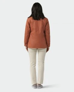 Stio Women's Skycrest Insulated Snap Shirt - Lightweight Camping & Lifestyle Jacket -Stio Sales Shop W Skycrest Snap Shirt Maple Brown 4